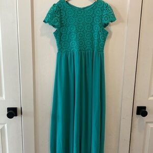 Girls Sea Foam Maxi Crocheted Top Dress XL